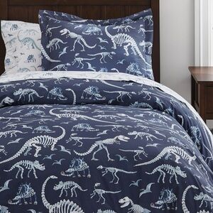 Dinosaur Bones Glow-in-the-Dark Duvet Cover & Shams. Excellent condition.